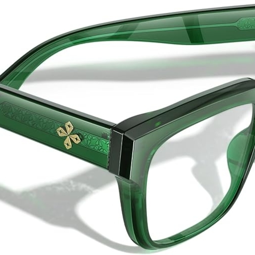 Chic Green Glasses with Gold Accent